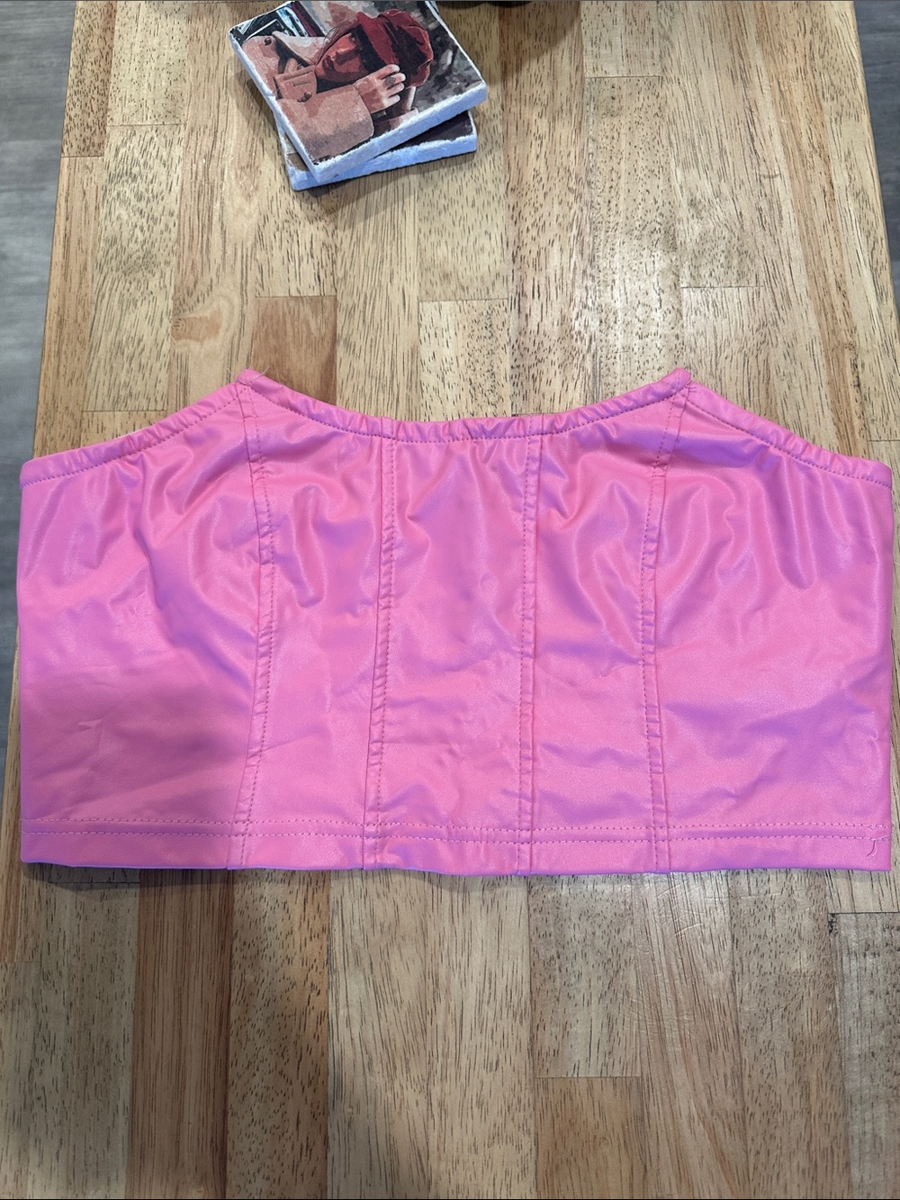 Pink Strapless Bandeau Crop Top